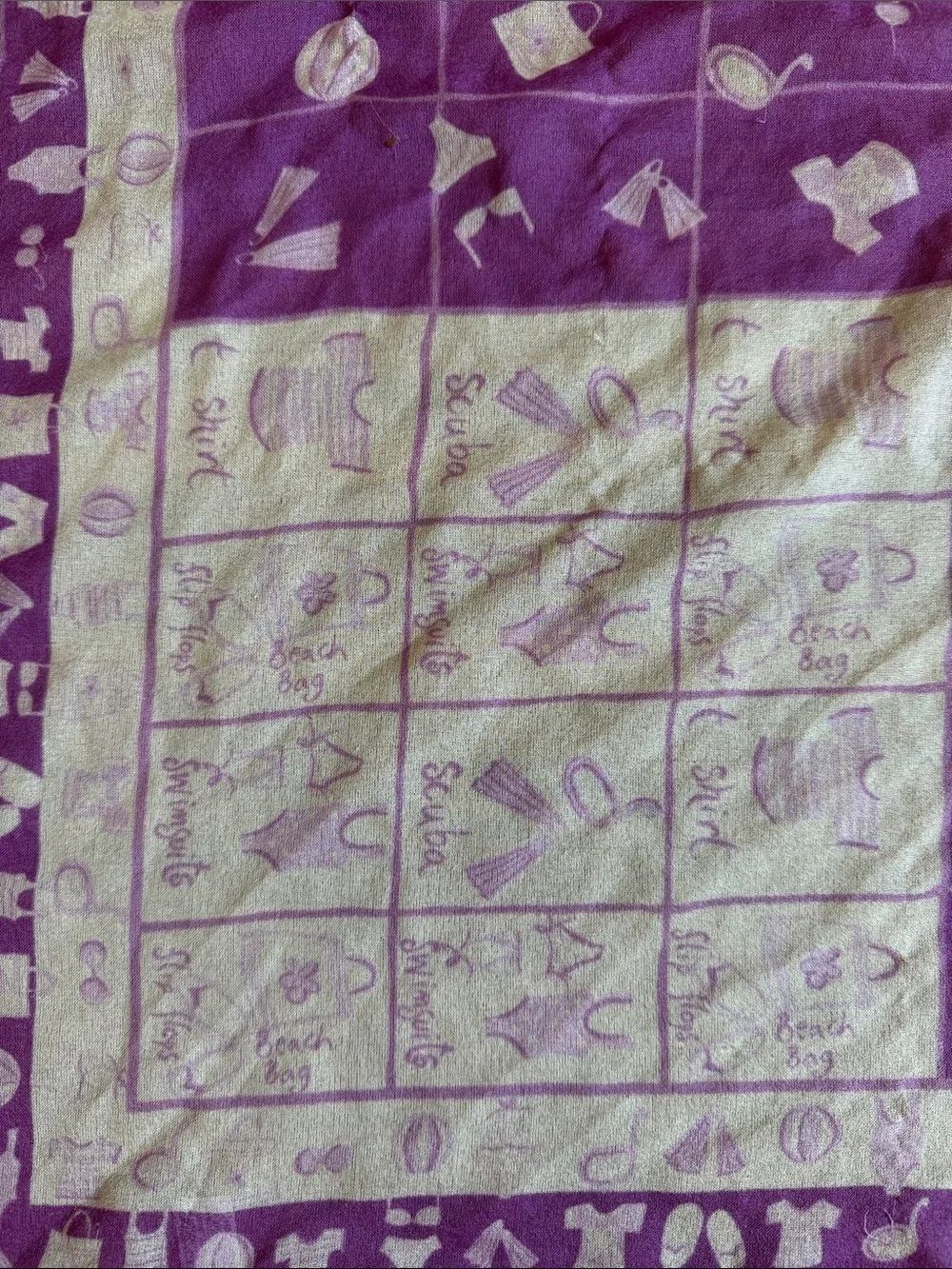 Purple and Cream Patterned Scarf - Picture 6 of 7